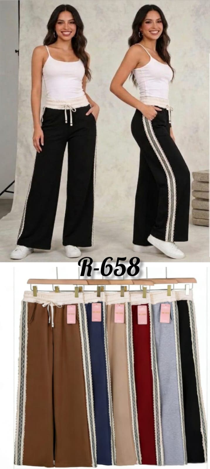 Palazzo dama R-658 con franja lateral